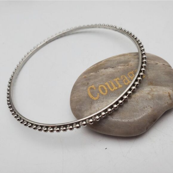 Spiked ball rounded silver tone warrior bracelet - Picture 2 of 2